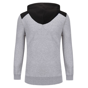Chándal Gris con Capucha para Hombre, Cierre Completo, Bolsillos Laterales, Ropa Casual de Otoño, Color Sólido, Corte Regular, Mezcla de Poliéster y Algodón - Product Image 3