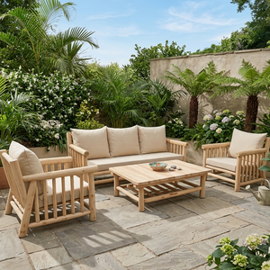 Muebles de Indonesia, Juego de Sofás Modernos para Exteriores, Uso en Exteriores, Madera de Teca Sólida, Diseño Natural y Confortable para Jardín - Product Image 2