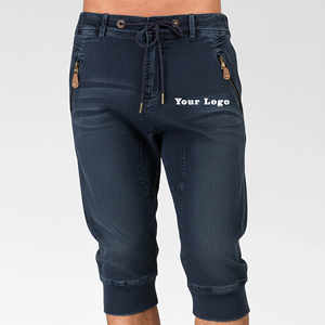 Pantalones Cortos de Mezclilla con Logotipo Bordado Personalizado, Estilo Urbano, Corte Holgado, Dobladillo Reforzado, Lavado Oscuro - Product Image 4