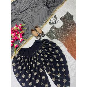 Conjunto de ropa de fiesta de diseñador para mujer Top elegante Dhoti Salwar Dupatta - Product Image 2