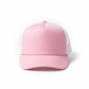 Pink 6-Panel Trucker Hat Mesh Fabric Unisex Adjustable Casual Spring Summer <b>Cap</b> - Product Image 1