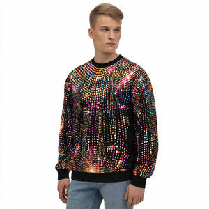 OEM Rhinestone Winter Sweatshirts <b>Men</b> Street Autumn Rhinestone Sweat Shirts <b>Men's</b> Casual Wear <b>Studded</b> Crew Neck Sweatshirt - Product Image 1
