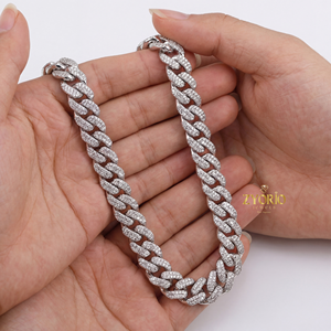 Collar de Cadena Cubana de 2 Filas Estilo Hip Hop, Plata de Ley 925, Moissanita VVS, Chapado en Oro Blanco, Lujoso, para Compromiso o Boda - Product Image 2