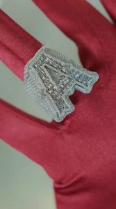 Luxury 925 Silver Custom Letter A Cocktail <b>Ring</b> Baguette Cut Diamond Pave Setting Channel Set Unisex Party Jewelry - Product Image 6