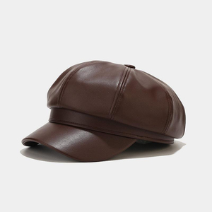 <b>Black</b> Leather <b>Baseball</b> <b>Cap</b> Adjustable 6 Panel Strapback Hat Casual Sports Sunshade for Unisex Adults - Product Image 1