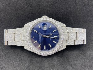 Nouvelle Montre de Luxe Mécanique pour Homme en Acier Inoxydable, Cadran Bleu, Lunette Sertie de Diamants Moissanite, Testée au Diamant, Style Hip Hop de Marque - Product Image 2
