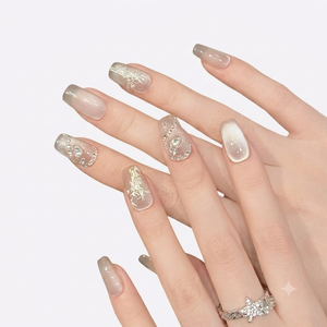 New China <b>Super</b> Champagne Pearl-Pink Acrylic Finger Design Pre-Designed Luminous Mist - Product Image 2