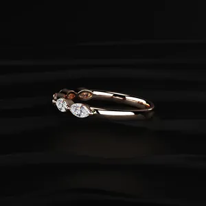 Marquise Cut Diamond Half Eternity <b>Ring</b> Royal Diamond <b>Ring</b> Unique Diamond Band 14K Yellow Gold Diamond <b>Ring</b> From <b>Indian</b> Supplier - Product Image 5