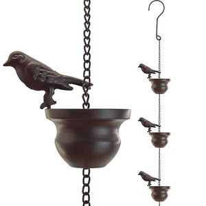 Chaîne de pluie en métal de luxe écologique à suspendre pour le drainage de l'eau de pluie du patio, accessoire décoratif de jardin extérieur - Product Image 1