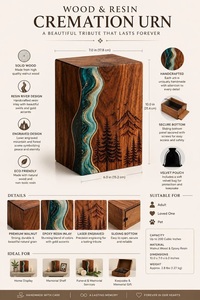 Handmade American Style Rosewood Resin Urn <b>Box</b> Personalized <b>Memorial</b> Keepsake for Cremation Human & Pet Ash Storage Eco-Friendly - Product Image 5