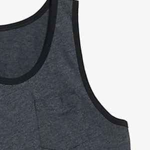 Men's Sleeveless Eco-Friendly Polyester <b>Sports</b> <b>Tank</b> <b>Top</b> Solid Color O-Neck Knitted Casual with Pocket - Product Image 6