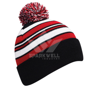 Bonnet unisexe orange avec pompon, bonnet d'hiver en tricot de couleur unie, style décontracté, taille adulte 56-58CM - Product Image 5