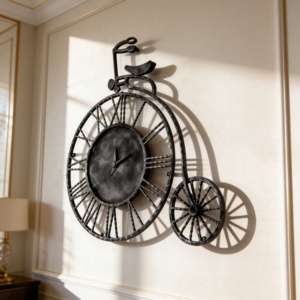Marco Redondo de Hierro Antiguo para Reloj de Pared con Números Romanos Impresos con UV, Acabado en Níquel Negro, Pieza de Arte Decorativa para el Hogar - Product Image 6
