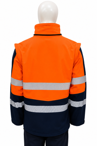 AERO FASTER Hi Vis <b>Softshell</b> Safety <b>Jacket</b> Class 2 Waterproof Orange Reflective Workwear with Hood Stripes Refrigeration Cooling - Product Image 3