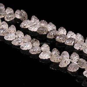 Cuentas de cuarzo natural talladas en forma de hoja de 10-11 mm, cuentas de piedras preciosas de cuarzo talladas a mano para la fabricación de joyería, venta al por mayor. - Product Image 5