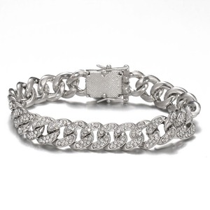Bracelet chaîne cubaine pour homme, bijoux de boutique très demandés, luxe léger, diamant en silice de 1,2 mm de profondeur, 8 mm. - Product Image 1
