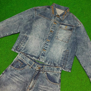 Clothing Manufacturer Custom Outfits <b>Embroidered</b> Denim <b>Jeans</b> Jacket Sets Oversized Heavyweight Denim Pants Sets for Men - Product Image 1