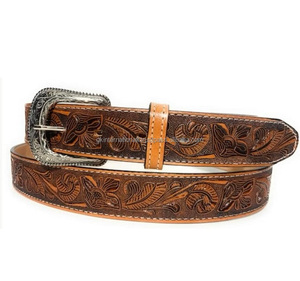 Diseño personalizado de lujo de los hombres de cuero occidental cinturón de herramientas de grano completo de aleación de zinc Pin hebilla cinturón de cuero occidental genuino para vaquero - Product Image 5