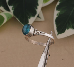 Bague en argent sterling 925 Natural Appetite, bague de mariage classique, sertie de pierres bleues, bijoux pour femmes, vente en gros - Product Image 2