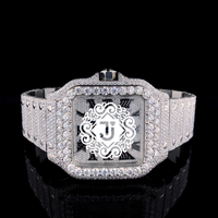 Montre de luxe à affichage analogique en moissanite VVS de fabrication indienne, bracelet en acier inoxydable de 20 mm, disponible au meilleur prix