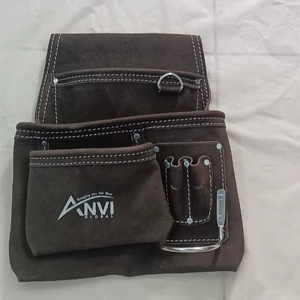 Pochette de ceinture à outils en cuir robuste |   Sac à outils pour électricien |   Organisateur d'outils de charpentier multi-poches avec crochet en métal - Product Image 2