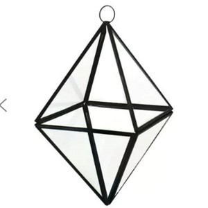 Terrario Octagonal de Hierro Negro y Vidrio con Acabado Negro, Moderno, de Alta Demanda, Floreros de Vidrio y Cristal - Product Image 4
