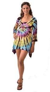 Vestido Túnica de Rayón con Estampado Tie Dye Estilo Boho para Festivales - Product Image 2