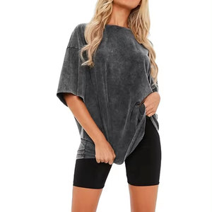 T-shirt pour femme à porter au quotidien, en toile douce et légère, respirant et confortable pour l'été - Product Image 1