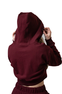 Sweat-shirts à capuche zippés d'hiver de haute qualité, coupe courte, personnalisables, avec logo personnalisé, pour femmes. - Product Image 4