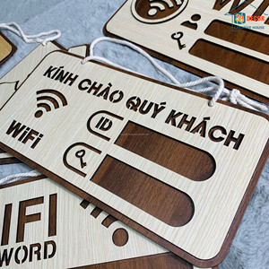 Letrero de Contraseña WiFi de Madera, Rectangular, Decoración Rústica para el Hogar, Placa de Pared con Ranuras para Iconos - Product Image 3