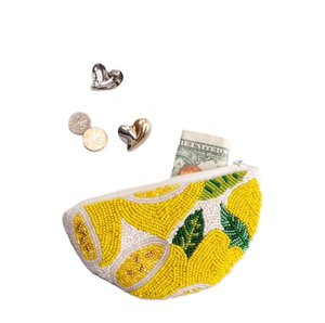 Porte-monnaie artisanal en perles de rocaille motif pastèque avec cadre métallique, pochette à monnaie brodée de perles de créateur avec motifs traditionnels - Product Image 2