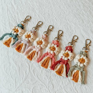 Stylish Small Size Macrame <b>Flower</b> Keychain Decorative Object For Bag Decoration And Creative Handmade Decor Item For Gifting - Product Image 1