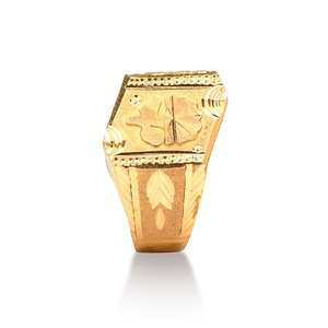 Bague Chevalière Homme Plaqué Or Poli Miroir Gravée Motifs Floraux, Style Vintage à Face Carrée, Bijou Tendance, Vente en Gros - Product Image 2