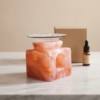 Diffuseur d'huiles essentielles en sel de roche de l'Himalaya, forme cube, décoration aromathérapie naturelle pour spa et relaxation à domicile