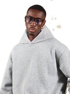 Heather Grey Heavyweight <b>Hoodies</b> <b>Men</b> 450GSM Thick <b>Fleece</b> Pullover Warm Winter Streetwear Outerwear Custom Logo Wholesale - Product Image 5