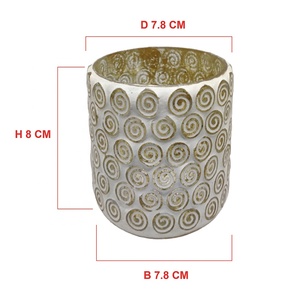 Customized Luxury Top-Selling Cylindrical High-Quality Hand-crafted Multi-Purpose Home <b>Decor</b> White/Golden Mosaic Empty Glass <b>Jar</b> - Product Image 1