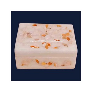 Handmade Beautiful White Mother of Pearl Shell Jewelry Packaging Marble <b>Boxes</b> for Home Decoration Thanksgiving Made of Gemstone - Product Image 2