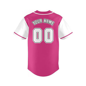 Custom Baseball Jersey Pink <b>White</b> Sublimated Print Unisex Short Sleeve 100 Polyester Adult All Seasons Team Name Front - Product Image 3