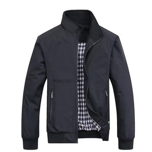 Blouson bomber bleu marine pour homme, couleur unie, col montant, fermeture éclair, vêtement décontracté pour l'automne, coupe classique, matière polyester - Product Image 5