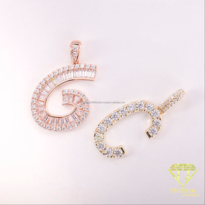 Premium <b>Gold</b> Tone <b>Number</b> " C " Charm Moissanite Diamond Statement Pendant For Jewelry Importers And Distributors - Product Image 6