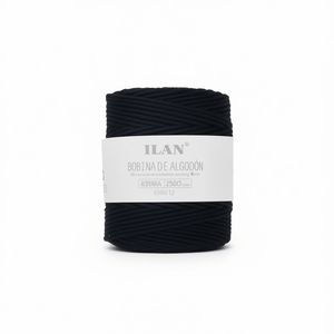Cordón de algodón Ilan en carrete de 2 mm, negro, 250 g, para la elaboración de atrapasueños - Product Image 1