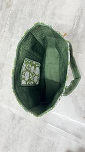 Green <b>White</b> Floral Printed Cotton Canvas Shoulder Tote <b>Bag</b> Bohemian Lady Vintage Fashion Lightweight Insulated High Quality - Product Image 3