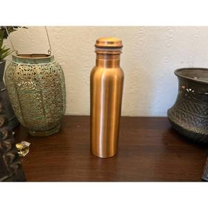 Satin <b>Brushed</b> Copper Luxury Water <b>Bottle</b> Slim Leakproof Handcrafted Reusable Eco-Friendly Drinking <b>Bottle</b> with Copper Cap - Product Image 3