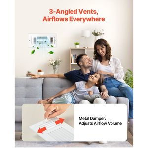 Set di 6 Griglie di Ventilazione in Ferro Antiruggine 4x10 Pollici, Bocchette per Pavimento HVAC a 3 Direzioni, Prese d'Aria a Parete e Soffitto per Casa/Ufficio - Product Image 4