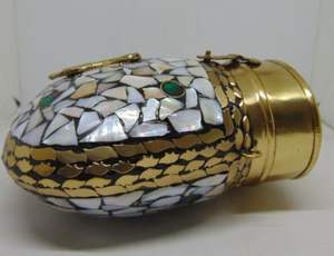 Pochette carrée en mosaïque argentée avec cadre en laiton, motif carré, bandoulière chaîne, fermeture éclair, design léger, doublure en polyester - Product Image 2