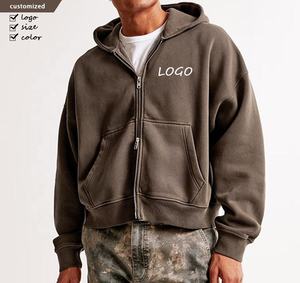 Sweat à capuche zippé surdimensionné personnalisé de haute qualité pour homme, prix abordable, double fermeture éclair, molleton épais en coton, impression en relief, hiver - Product Image 5