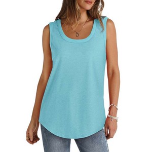 เสื้อกล้ามถักผู้หญิงคอกลมสีพื้นระบายอากาศลำลอง - Product Image 3