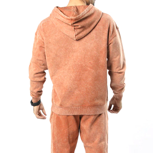 Conjunto Deportivo para Hombre, Sudadera con Capucha y Pantalones Jogger, Lavado Ácido, Color Sólido, Felpa de Algodón, Estilo Casual Urbano, Manga Larga, Corte Regular, Ropa de Otoño - Product Image 5