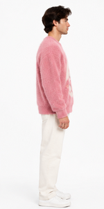 women mohair <b>sweater</b> oversized fuzzy <b>crewneck</b> pullover handknitted striped jacquard winter knitwear oem odm custom design soft - Product Image 4