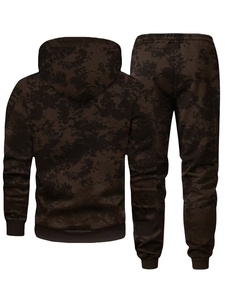 Ensemble sweat à capuche et pantalon de survêtement côtelé pour homme, imprimé tie-dye, tissu polaire hiver 380g, sérigraphié, séchage rapide - Product Image 3